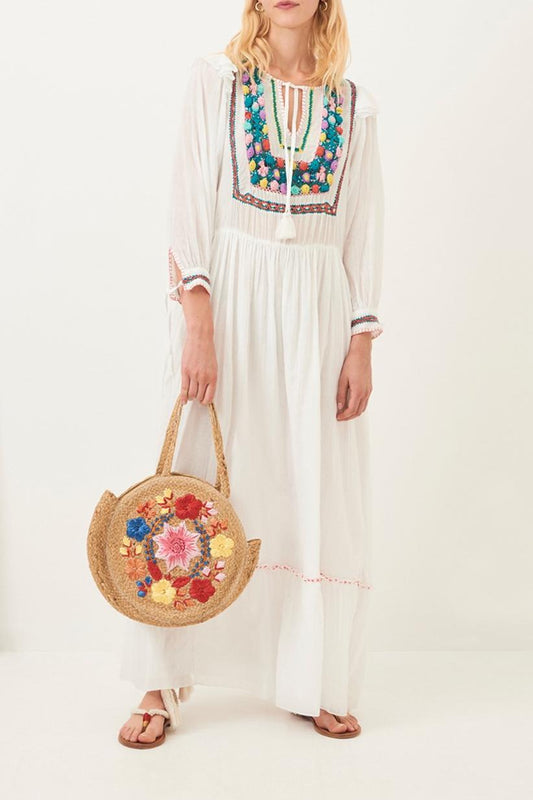 Lova Flowing Crochet Maxi Dress - White