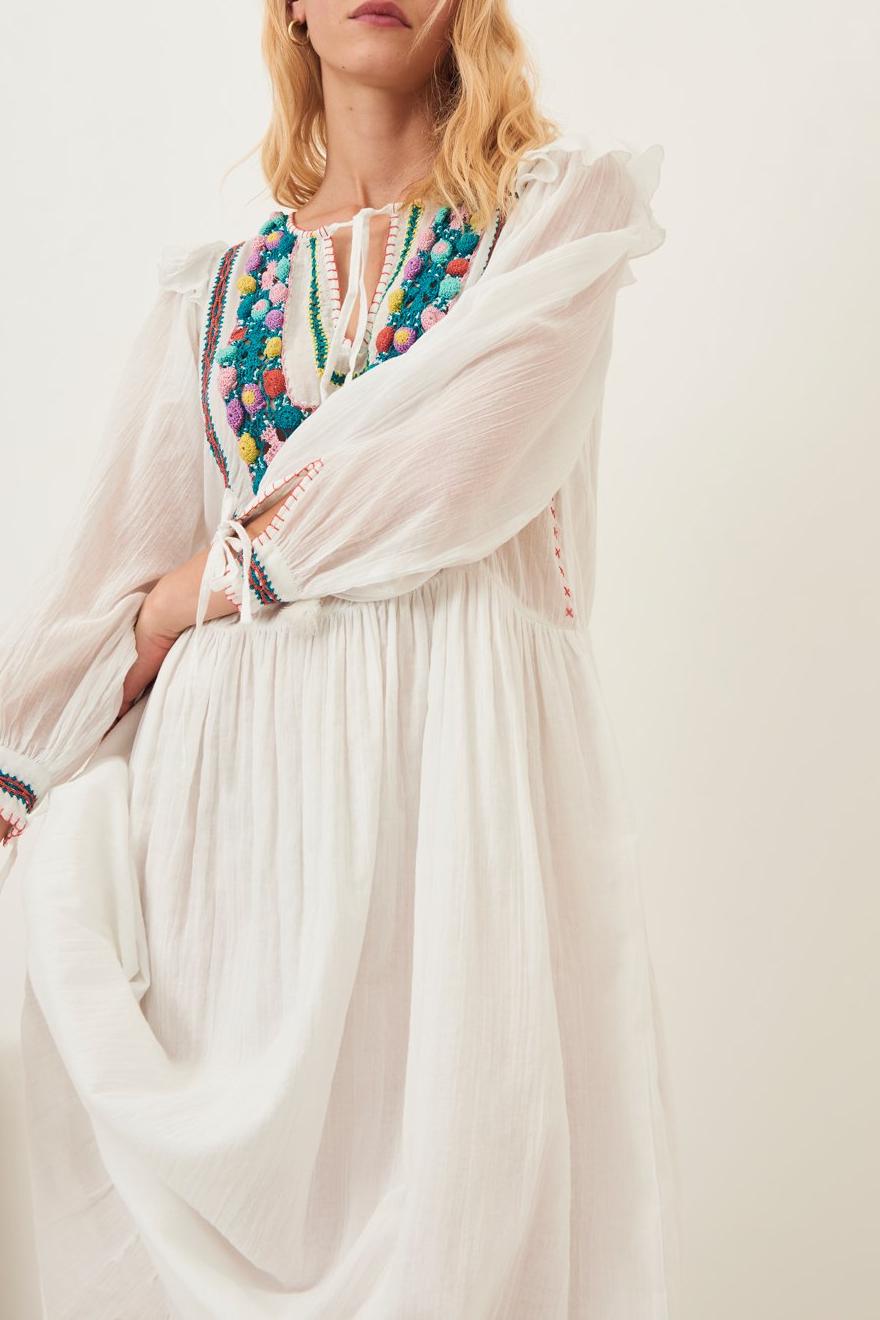 Lova Flowing Crochet Maxi Dress - White