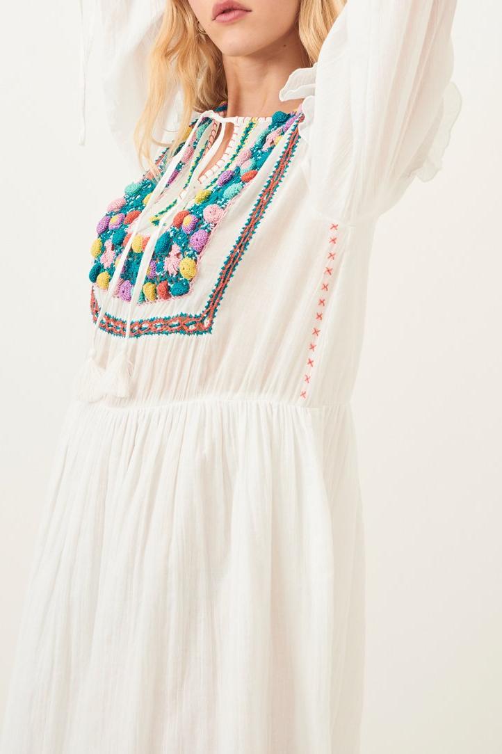 Lova Flowing Crochet Maxi Dress - White