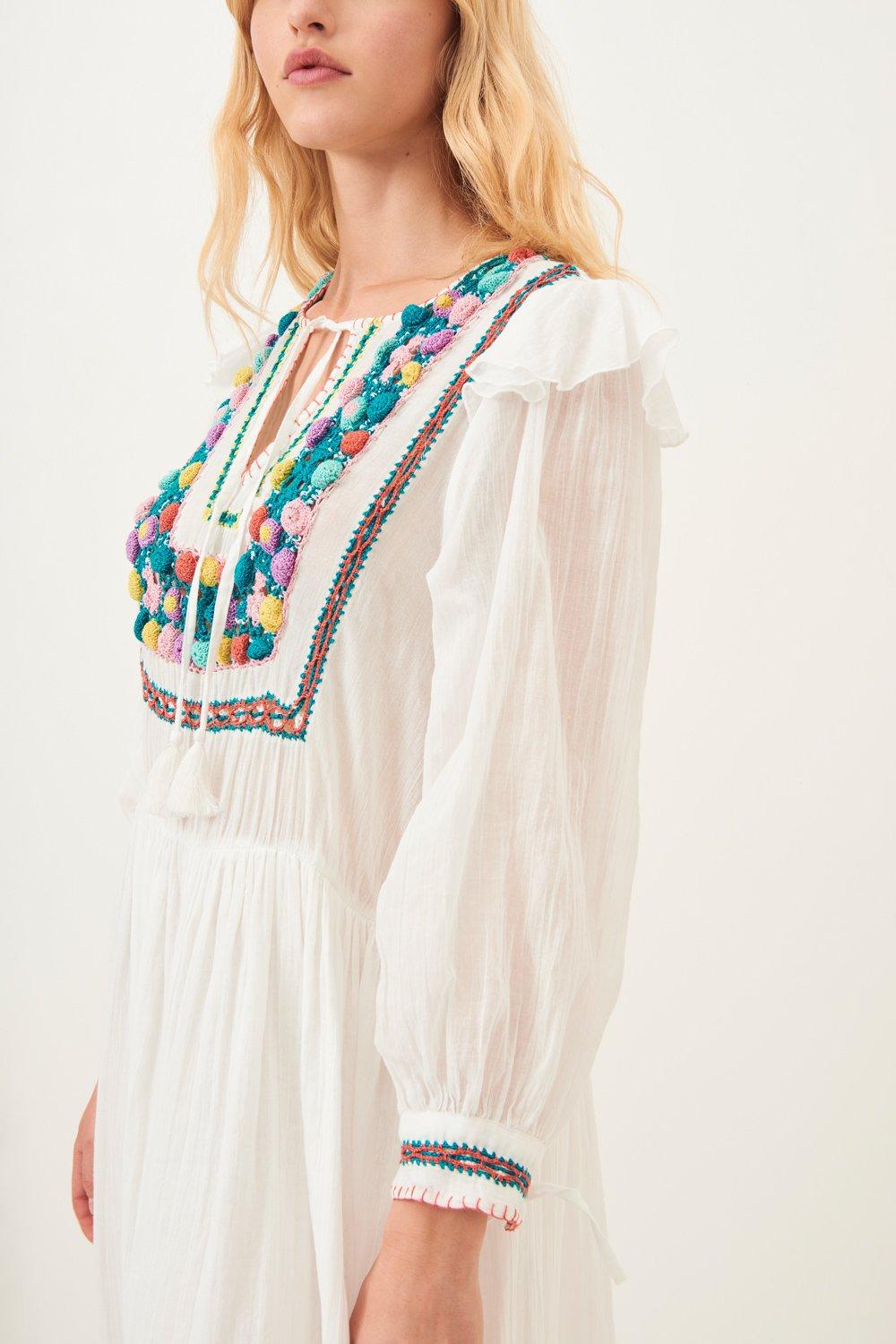 Lova Flowing Crochet Maxi Dress - White