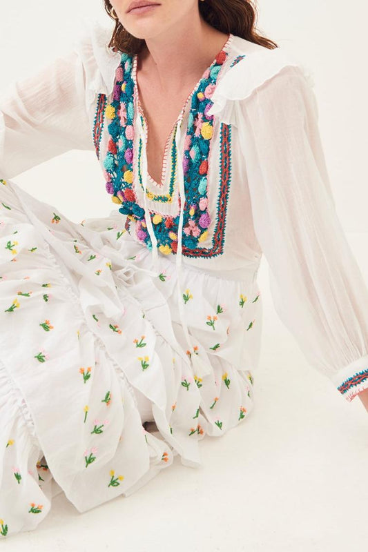 Lova Flowing Crochet Blouse - White