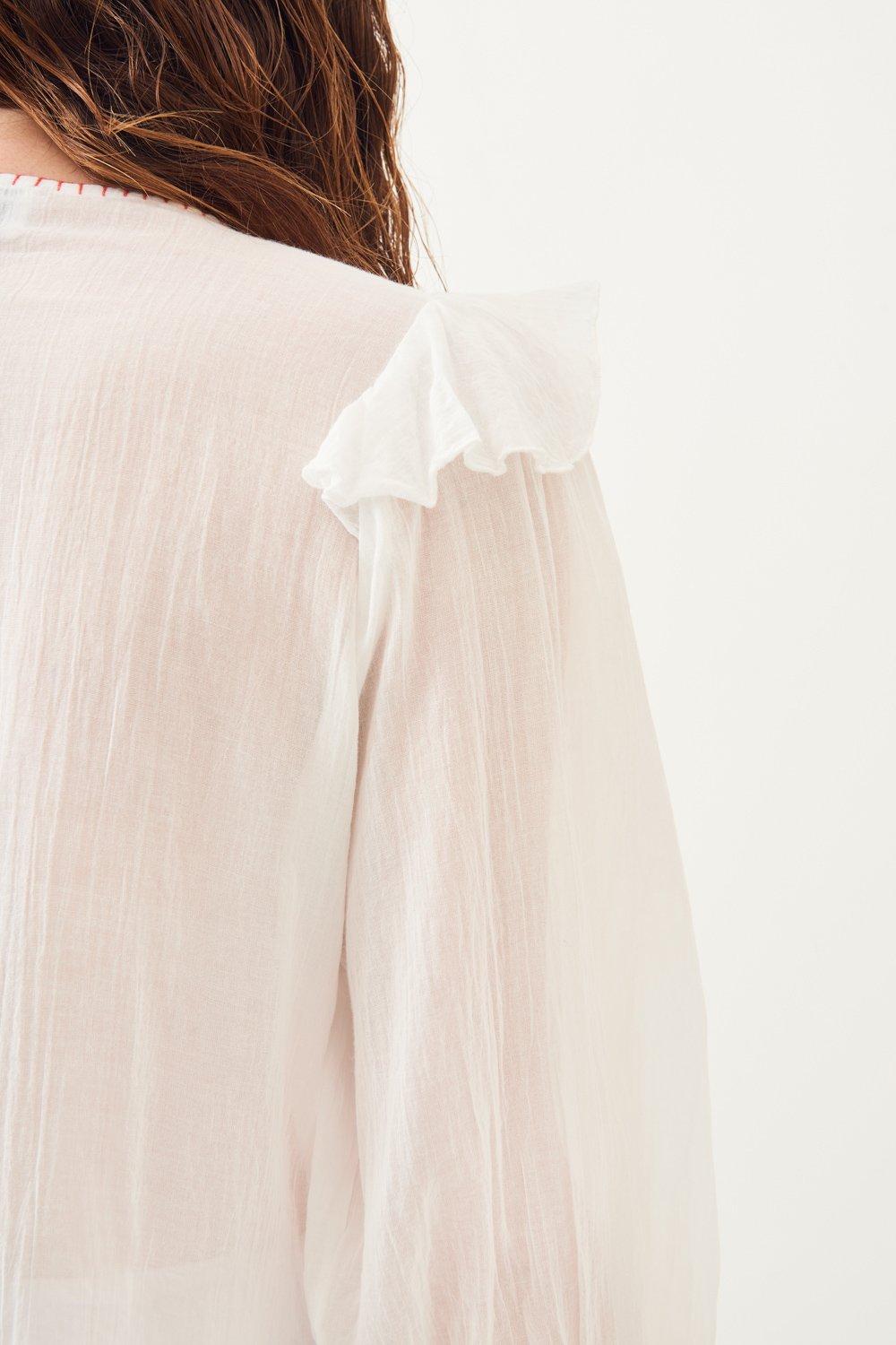 Lova Flowing Crochet Blouse - White