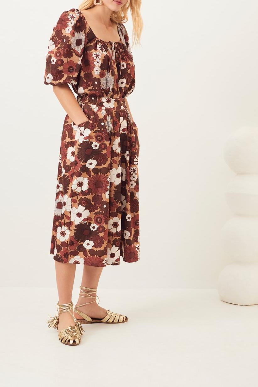 Lorette Poplin Culottes - Brown