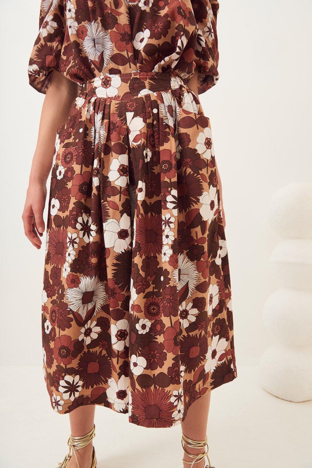 Lorette Poplin Culottes - Brown