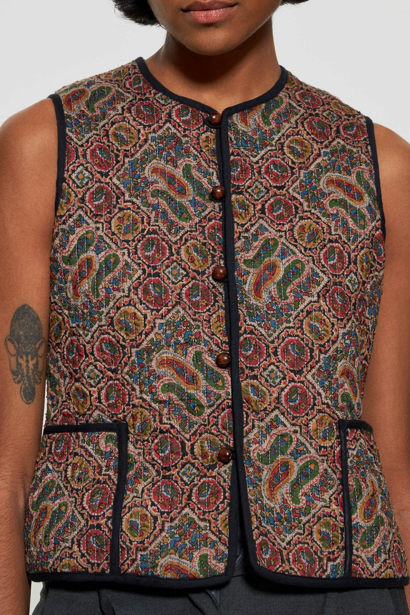 Zina print sleeveless gilet