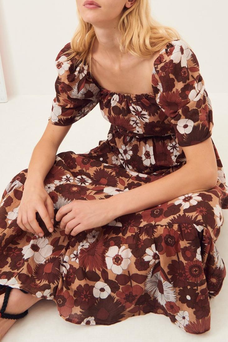 Lorette Maxi Halter Dress - Brown