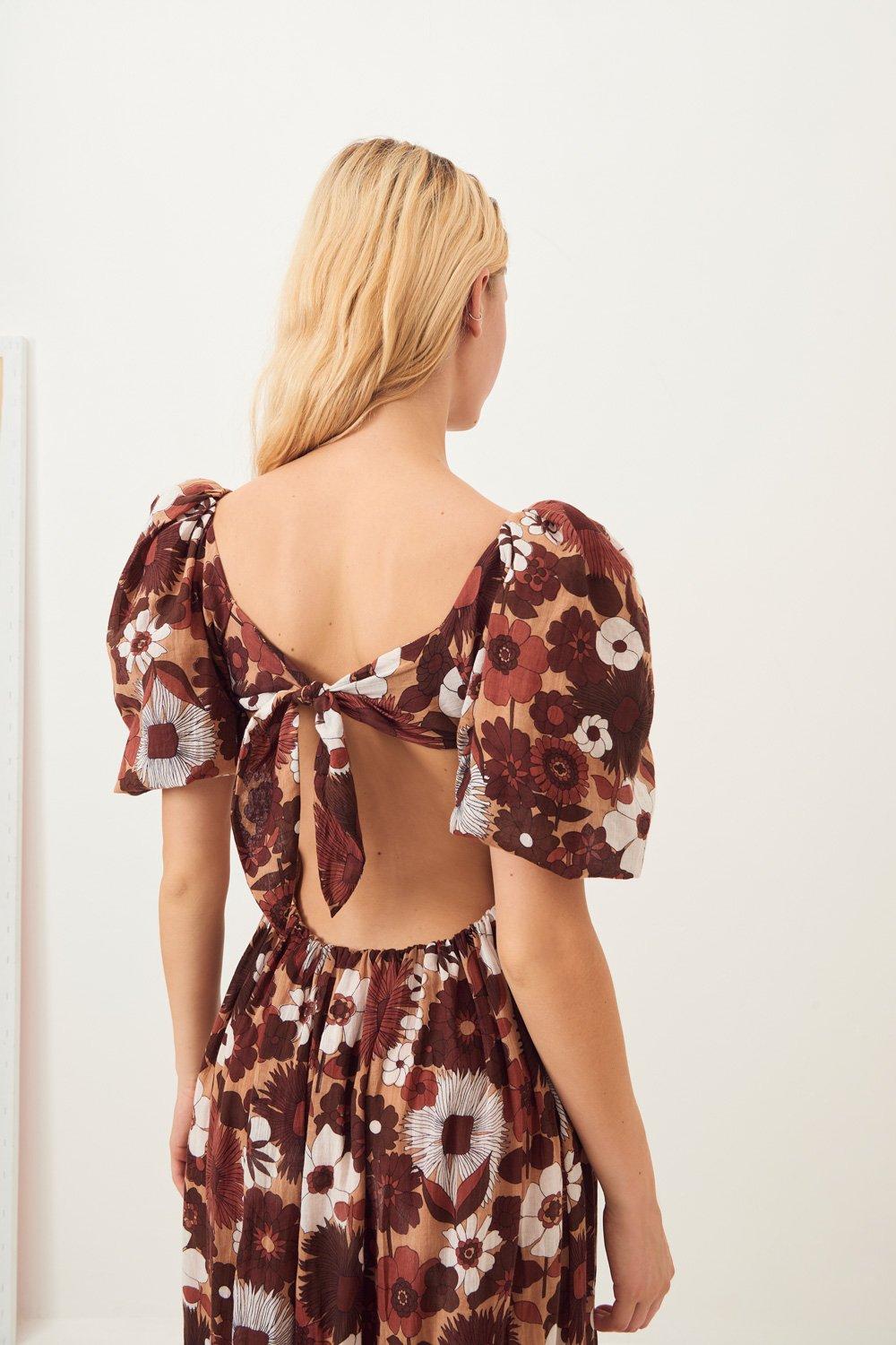 Lorette Maxi Halter Dress - Brown