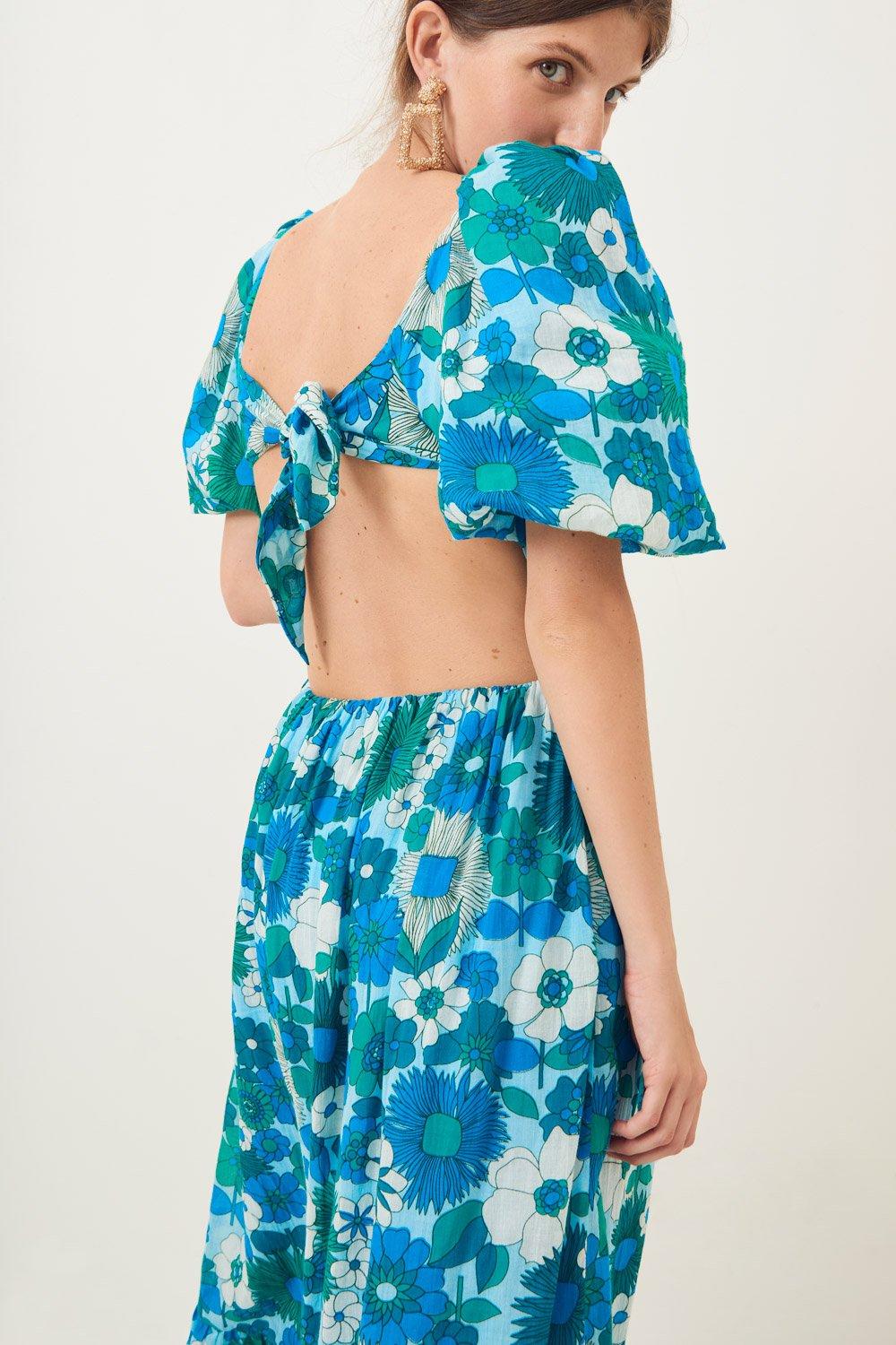 Lorette Maxi Halter Dress - Blue