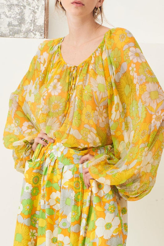 Lorette Sheer Blouse - Yellow