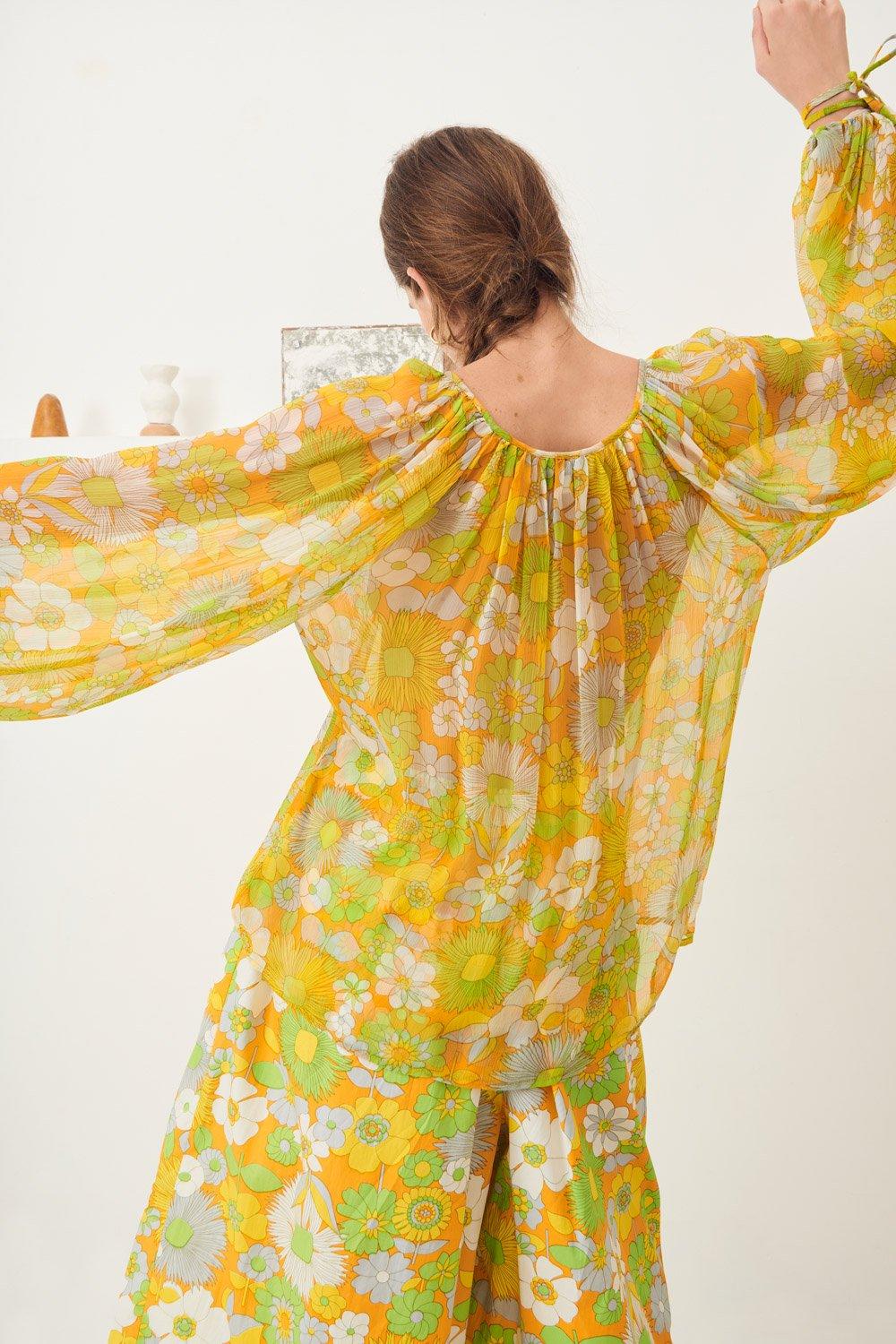 Lorette Sheer Blouse - Yellow