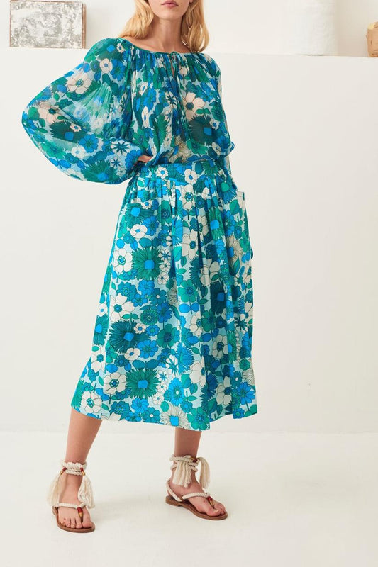 Lorette Sheer Blouse - Blue