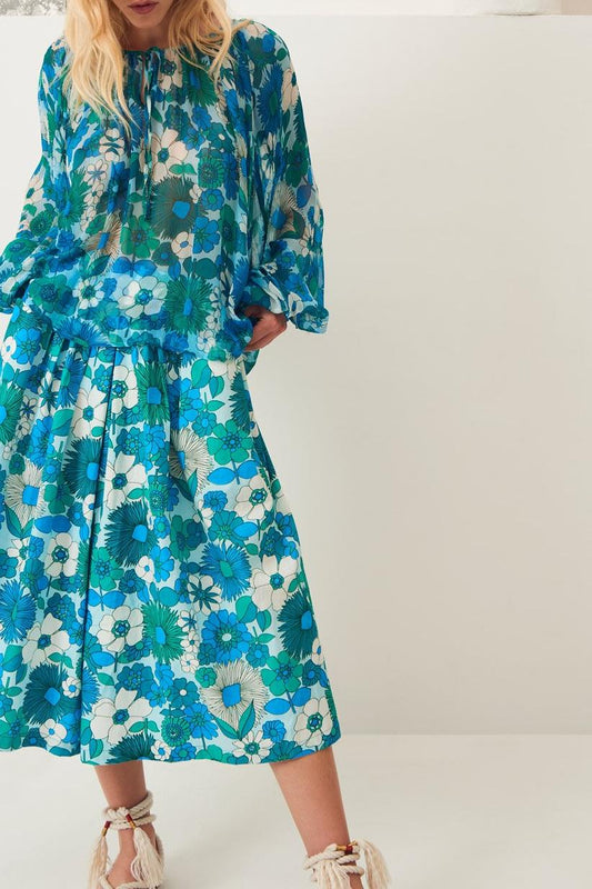 Lorette Sheer Blouse - Blue