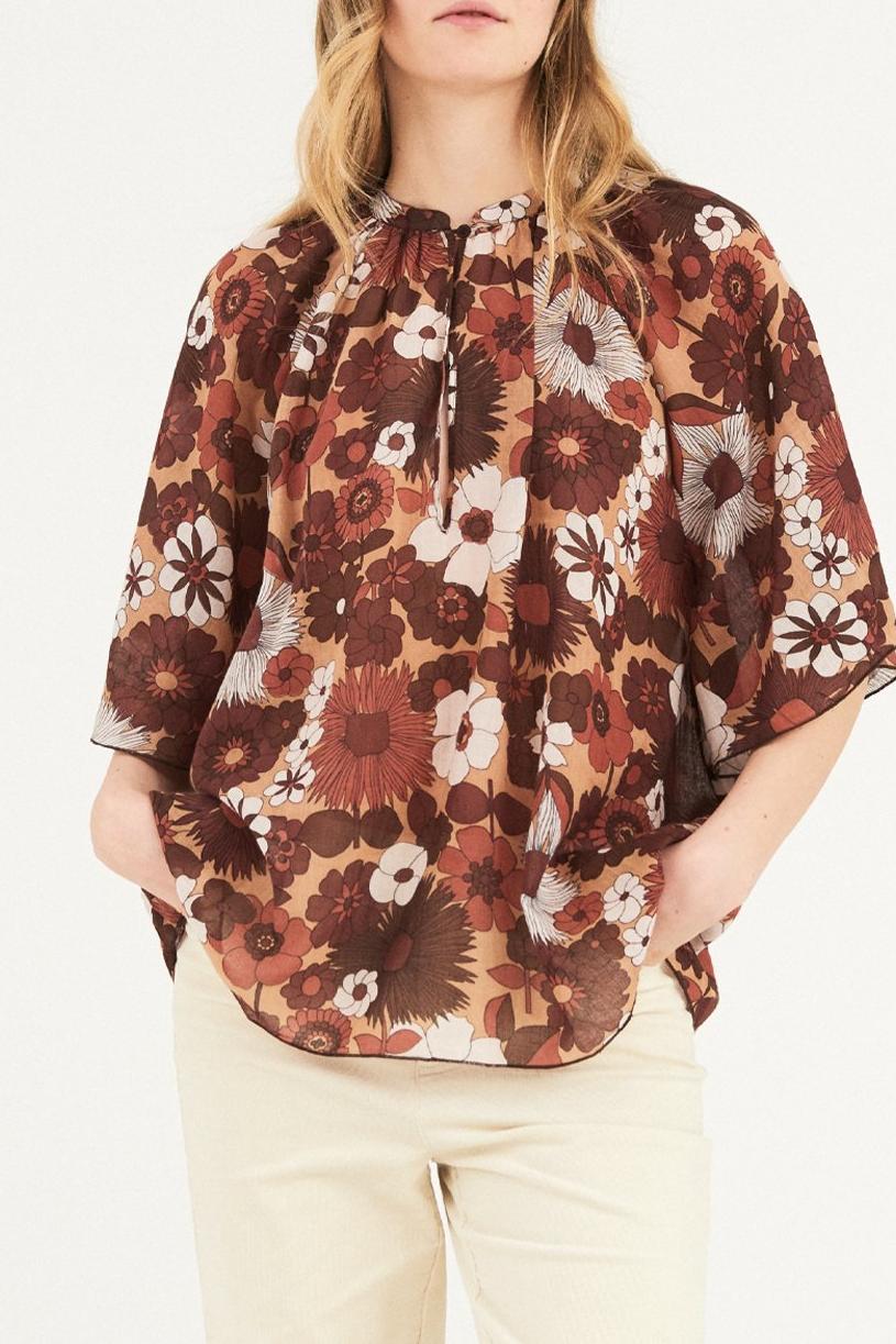 Lorette Flowing Blouse - Brown