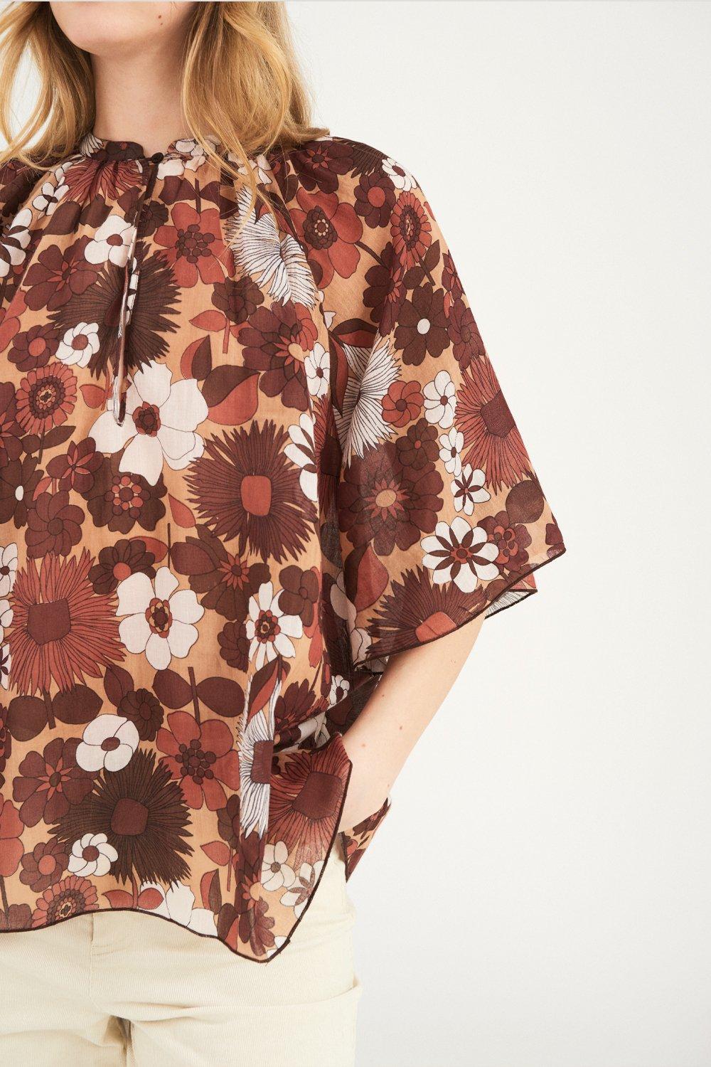 Lorette Flowing Blouse - Brown