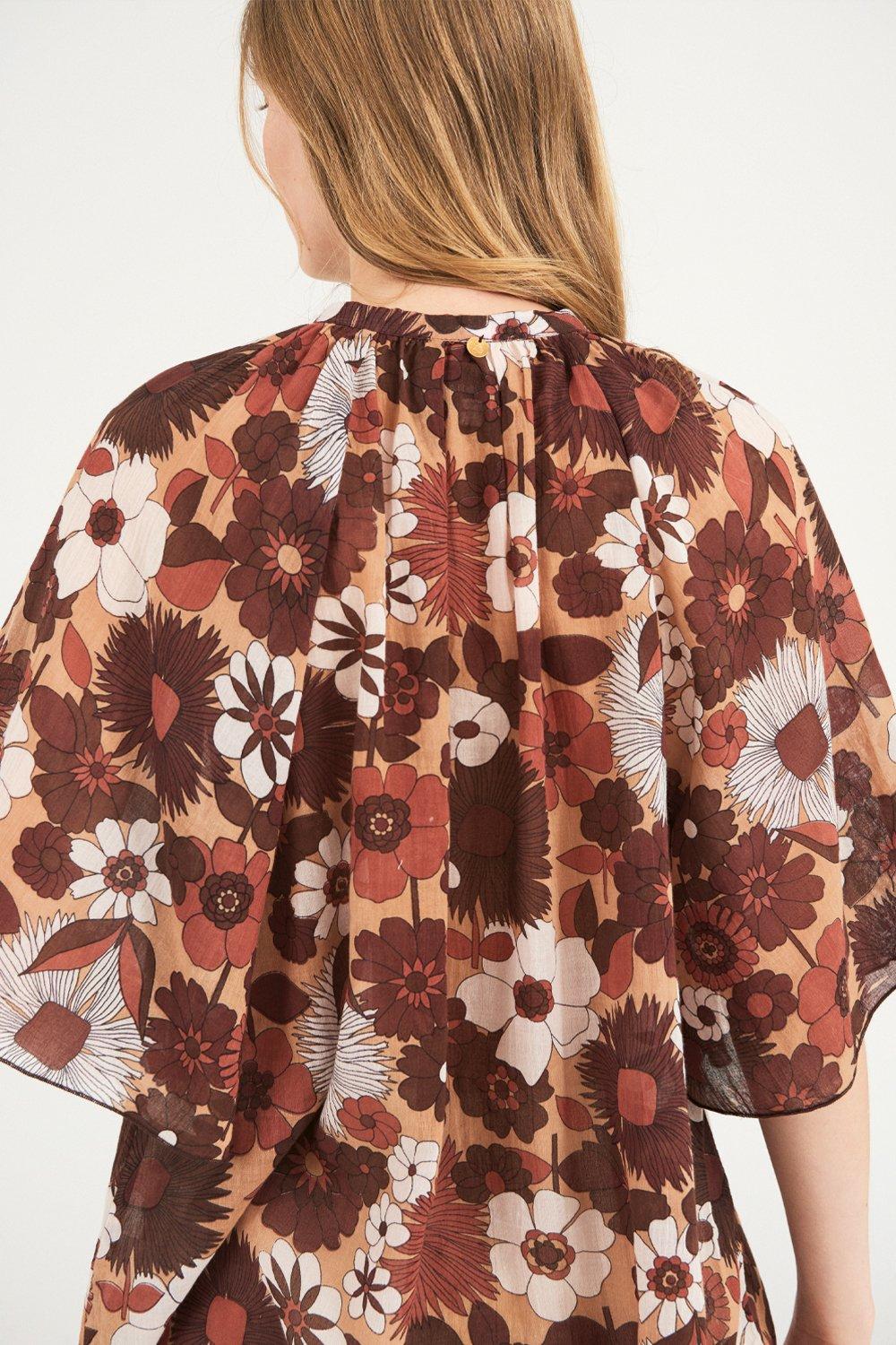 Lorette Flowing Blouse - Brown