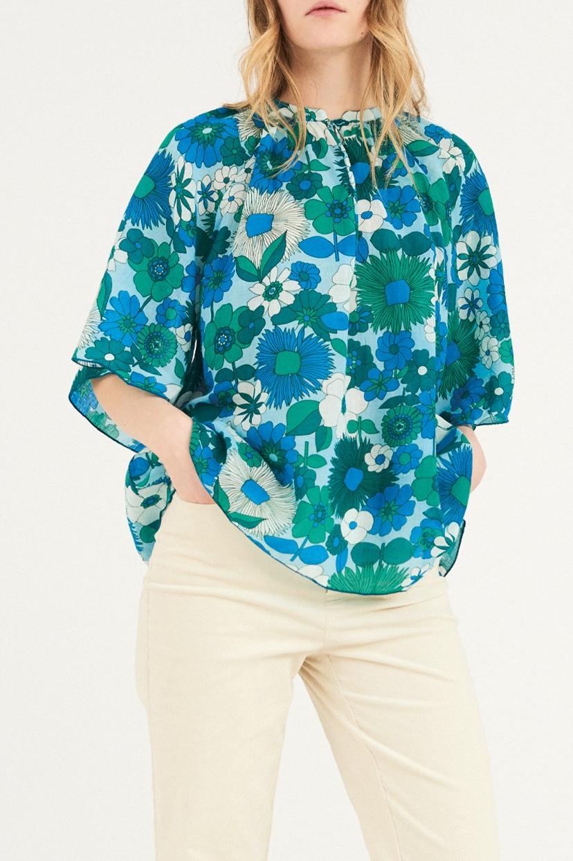 Lorette Flowing Blouse - Blue