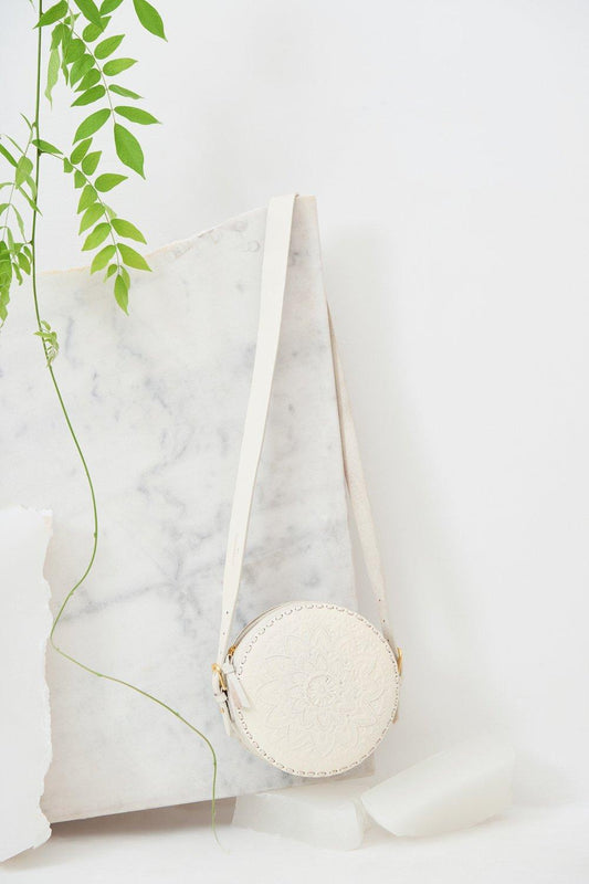Ligo Leather Round Bag - White