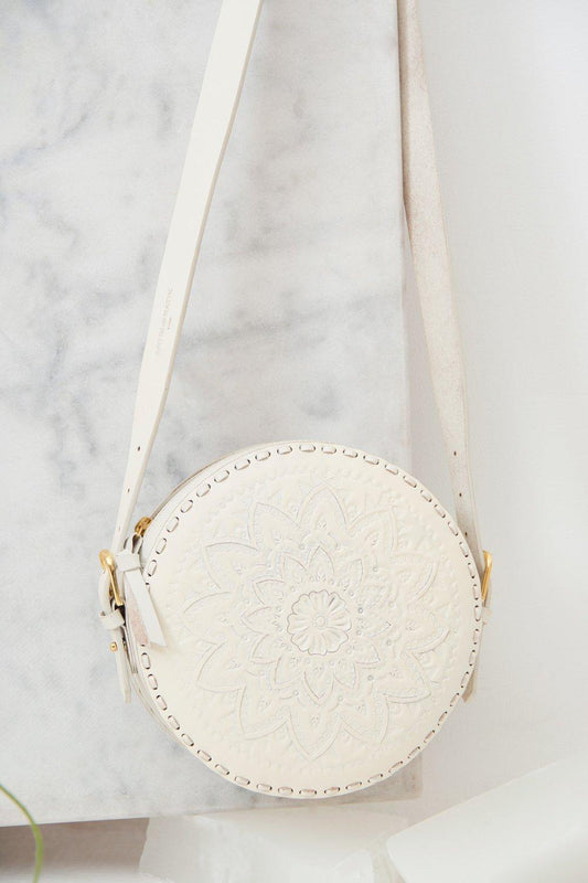 Ligo Leather Round Bag - White