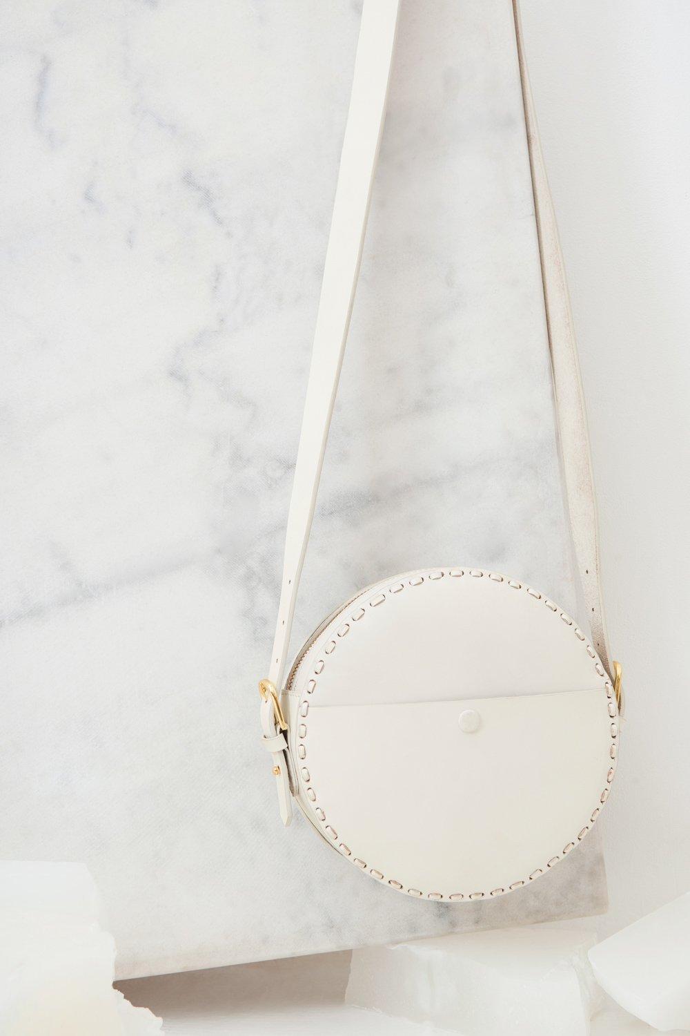 Ligo Leather Round Bag - White