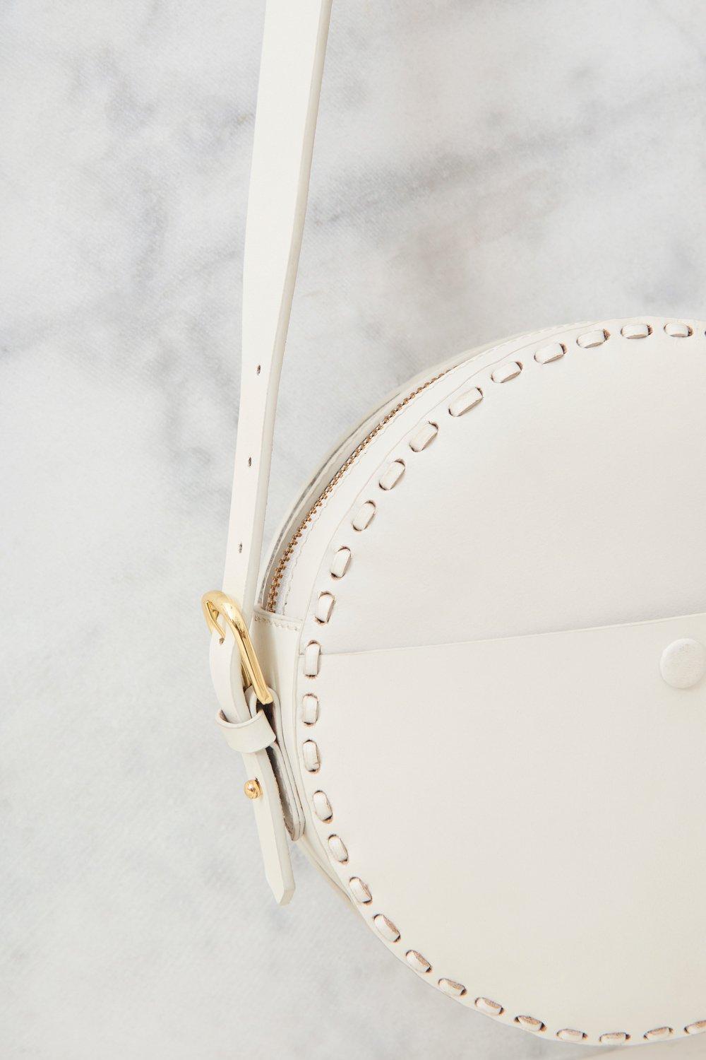 Ligo Leather Round Bag - White