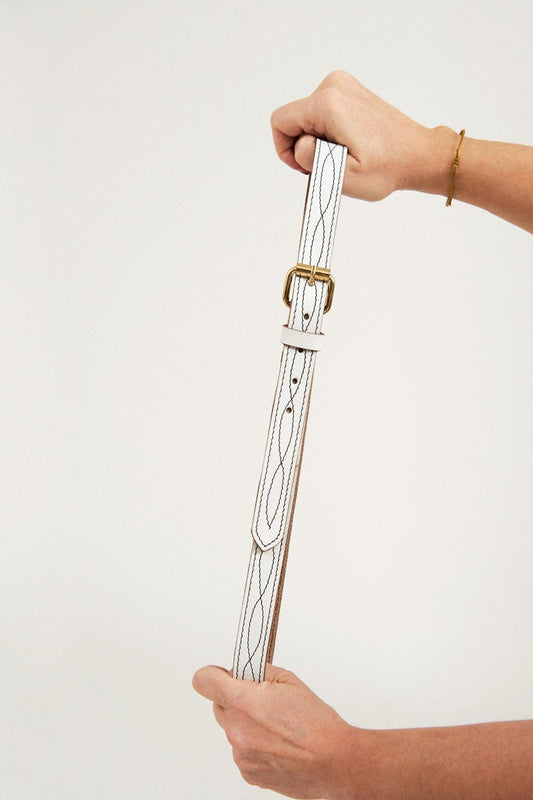 Ligo Leather Belt - White