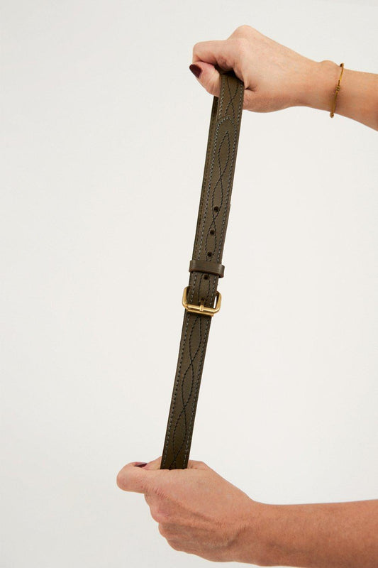 Ligo Leather Belt - Khaki
