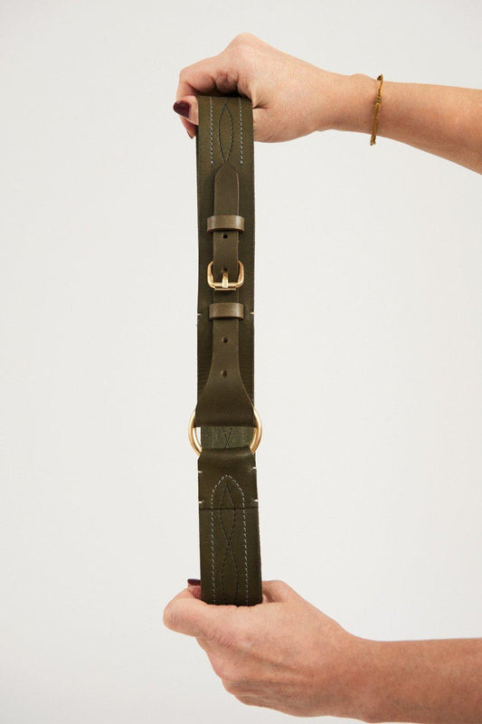 Ligo Wide Leather Belt - Khaki
