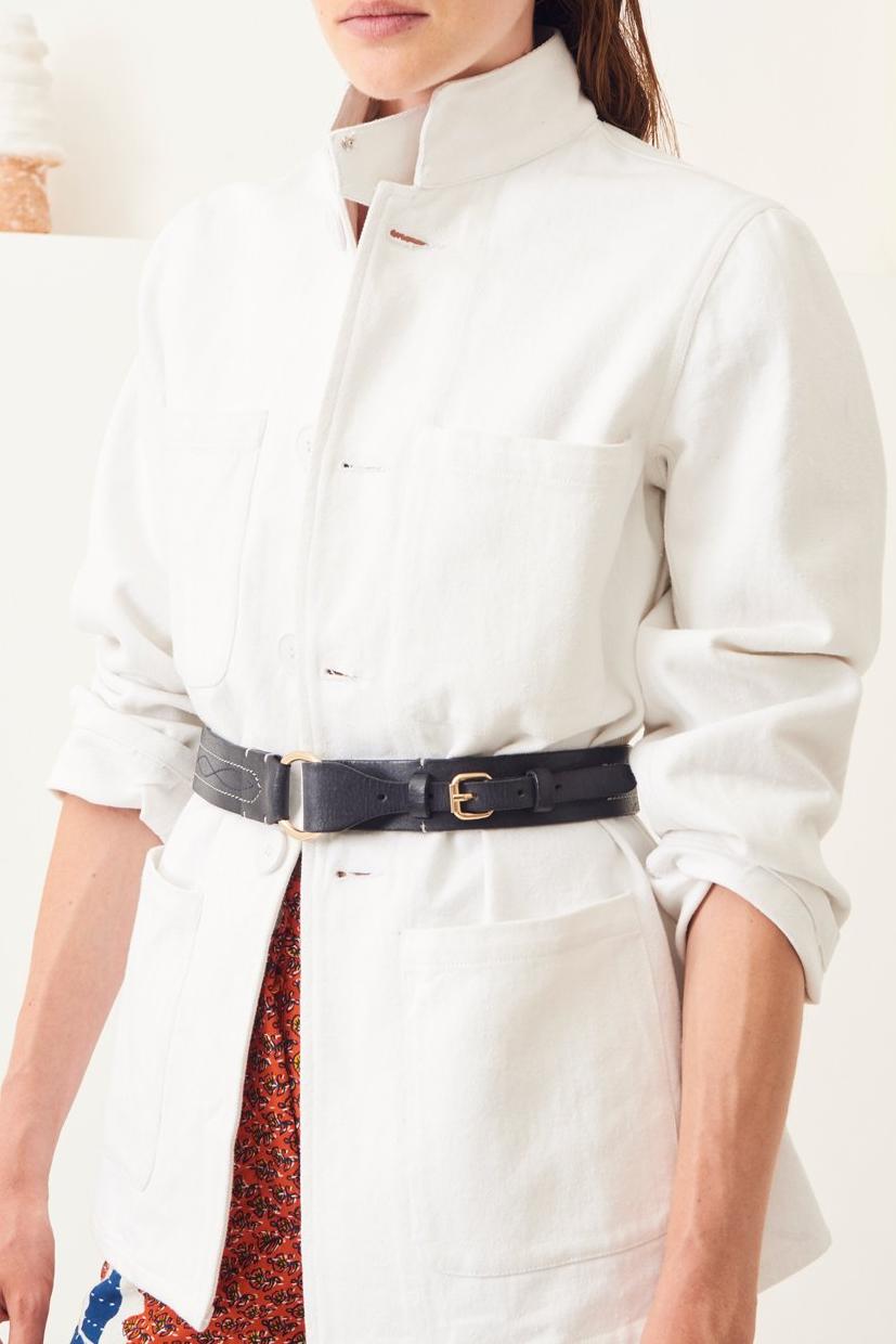 Ligo Wide Leather Belt - Navy Blue