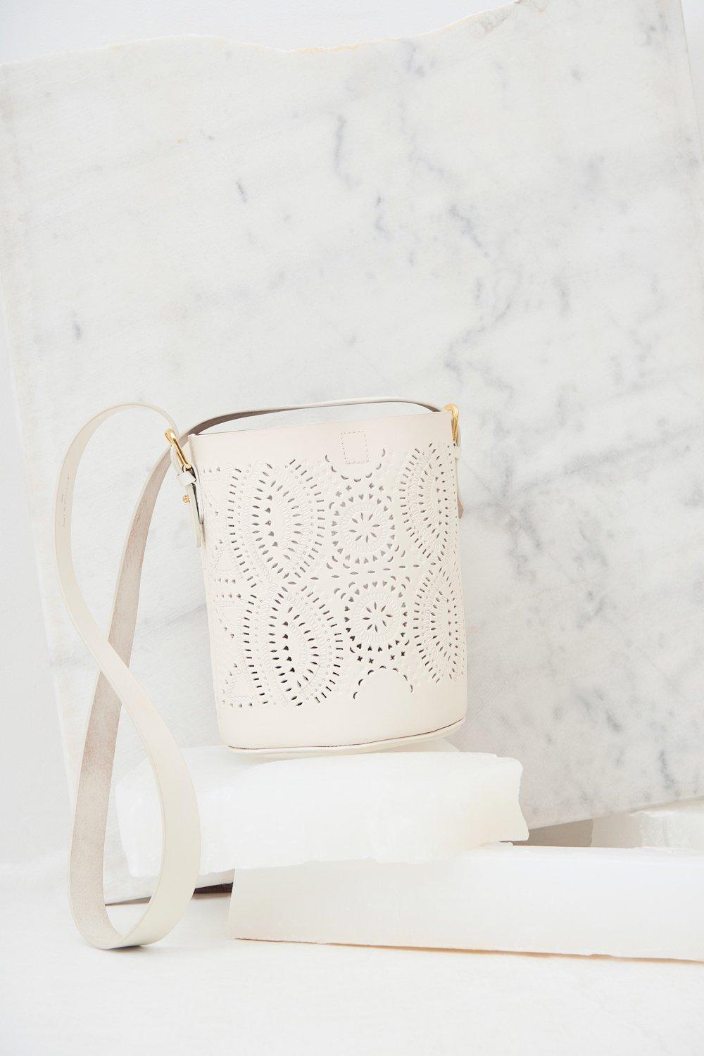 Ligo Leather Bucket Bag - White