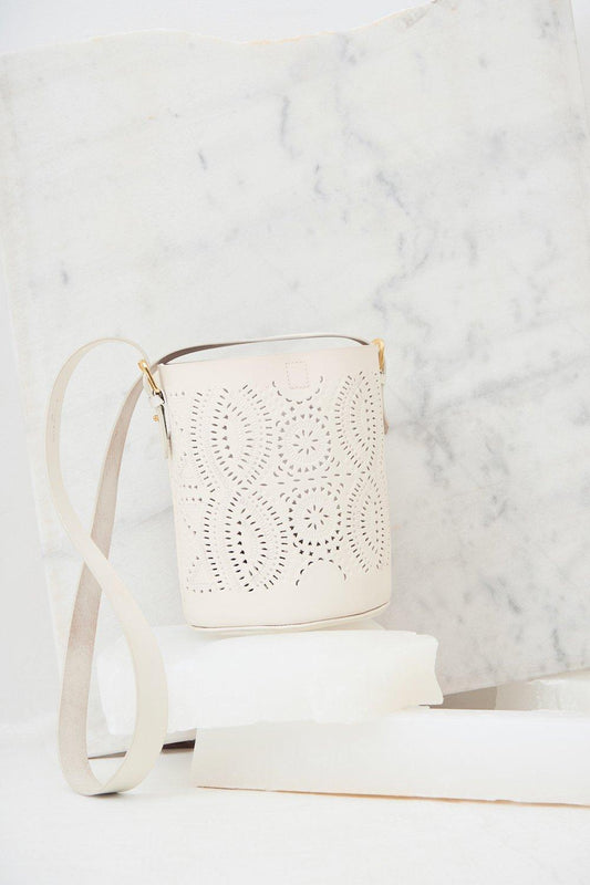 Ligo Leather Bucket Bag - White