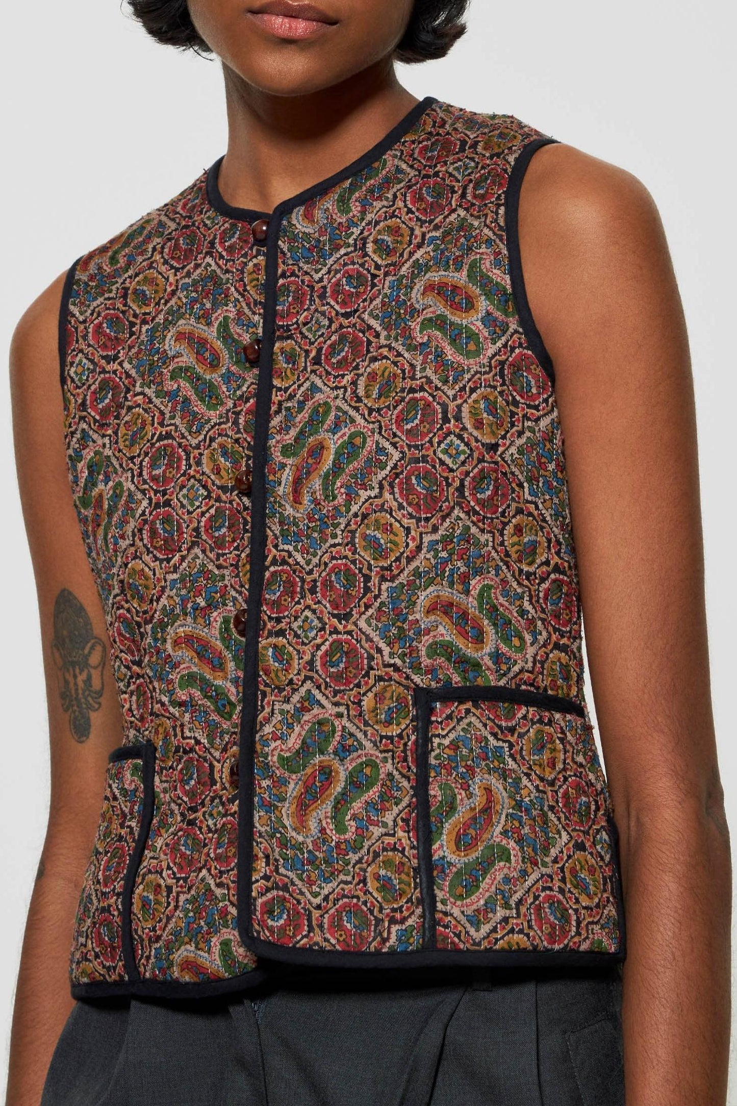 Zina print sleeveless gilet