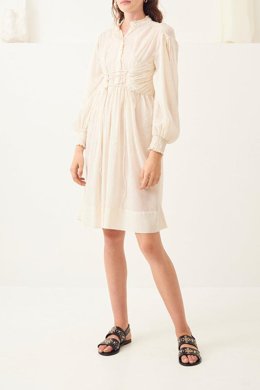 Lary Flowing Lace-Up Dress - Cream