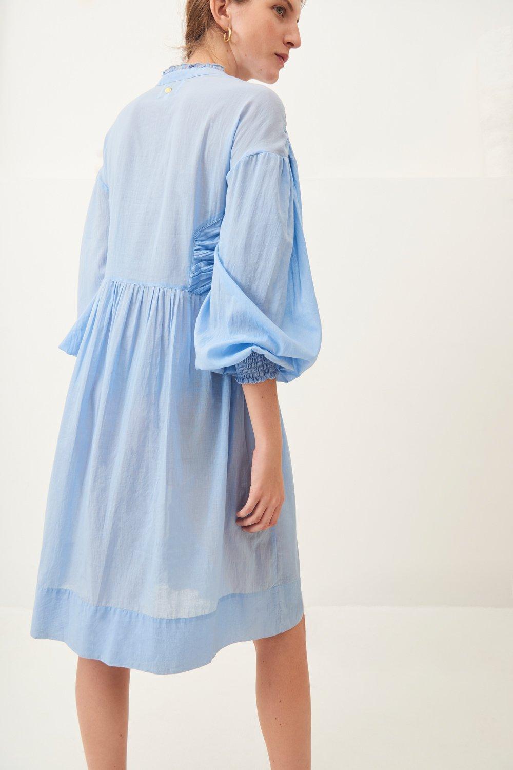Lary Flowing Lace-Up Dress - Sky Blue