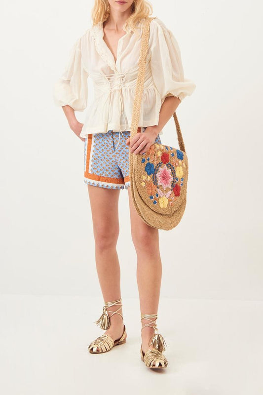 Lary Flowing Lace-Up Blouse - Cream