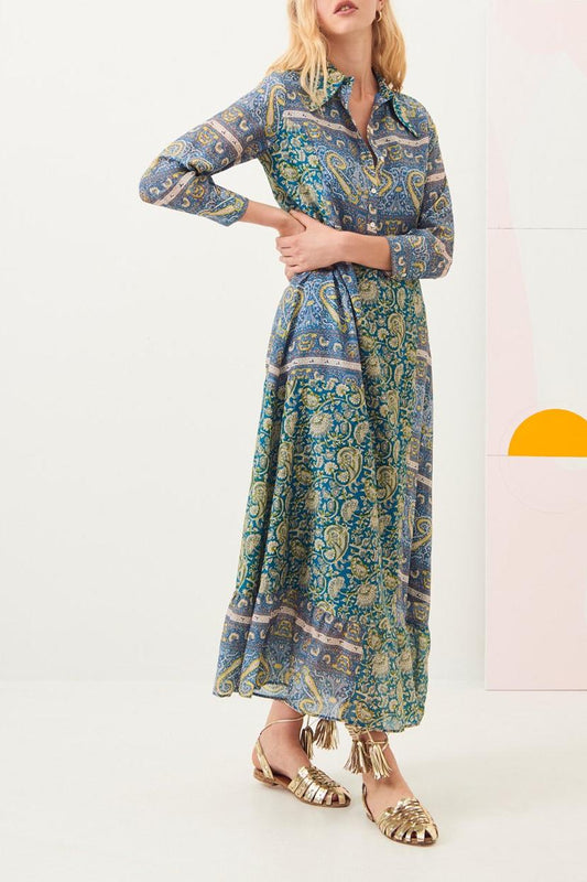 Kheti Silk Maxi Shirt Dress
