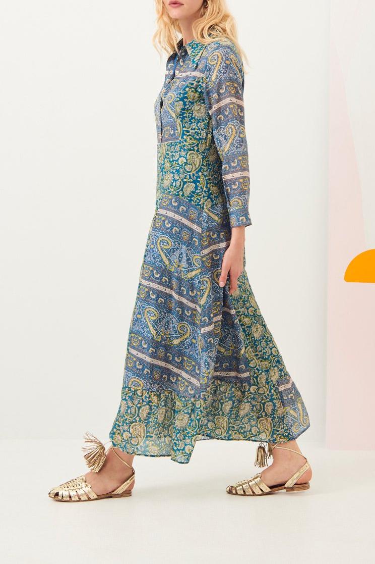 Kheti Silk Maxi Shirt Dress