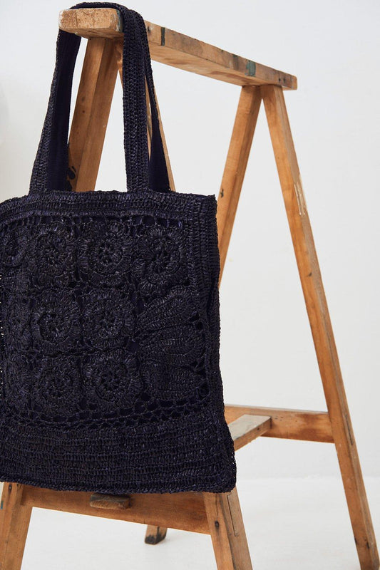 Holy Raffia Tote - Black