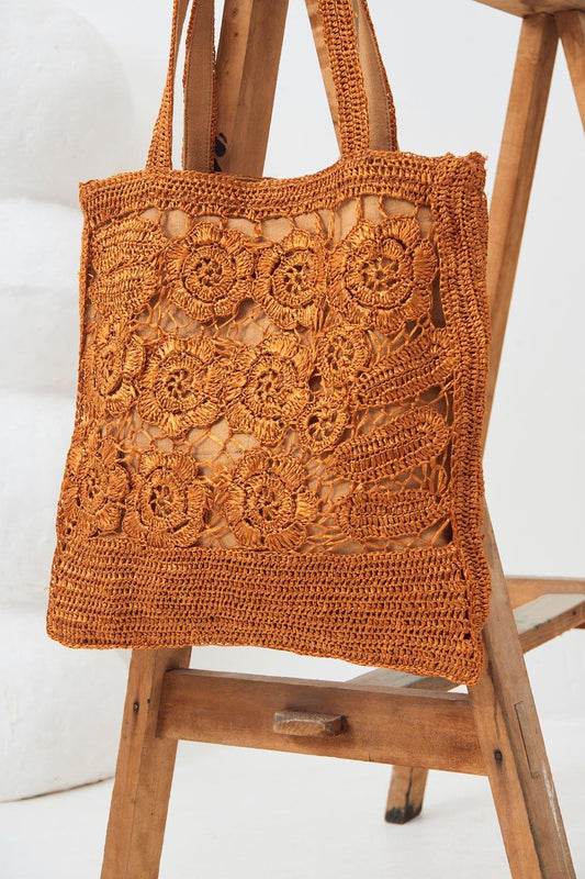 Holy Raffia Tote - Orange