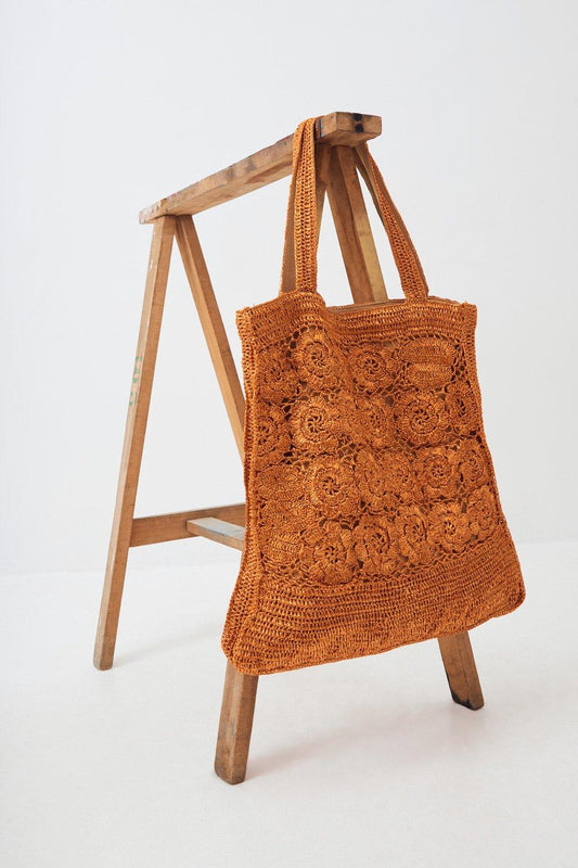 Holy Oversized Raffia Tote - Orange