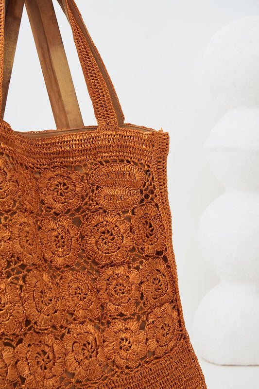 Holy Oversized Raffia Tote - Orange