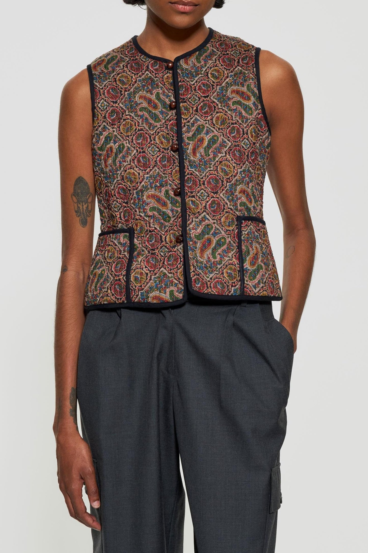 Zina print sleeveless gilet