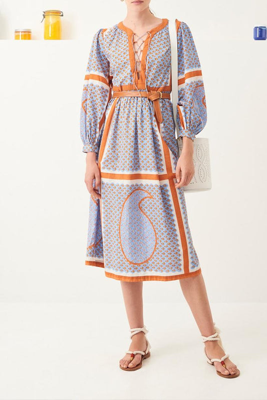 Gisele Cotton Midi Dress - Sky Blue