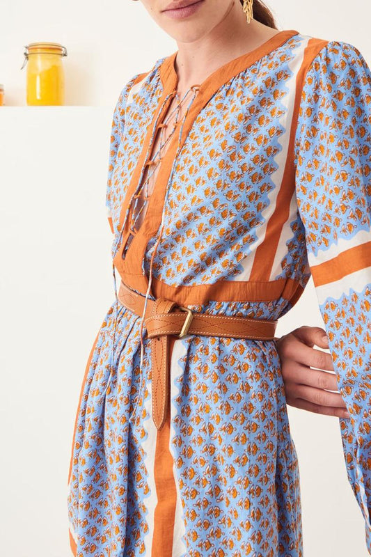 Gisele Cotton Midi Dress - Sky Blue