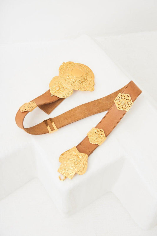 Gala Leather Belt with Large Buckle