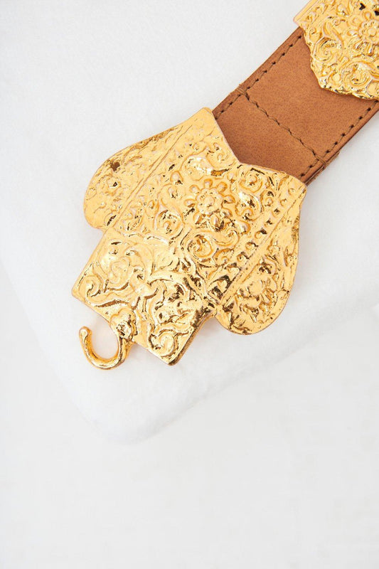 Gala Leather Belt with Large Buckle