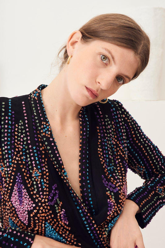 Emilia Embroidered Jacket - Black