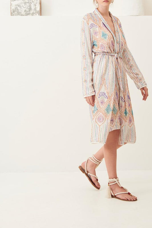 Emilia Embroidered Kimono - White