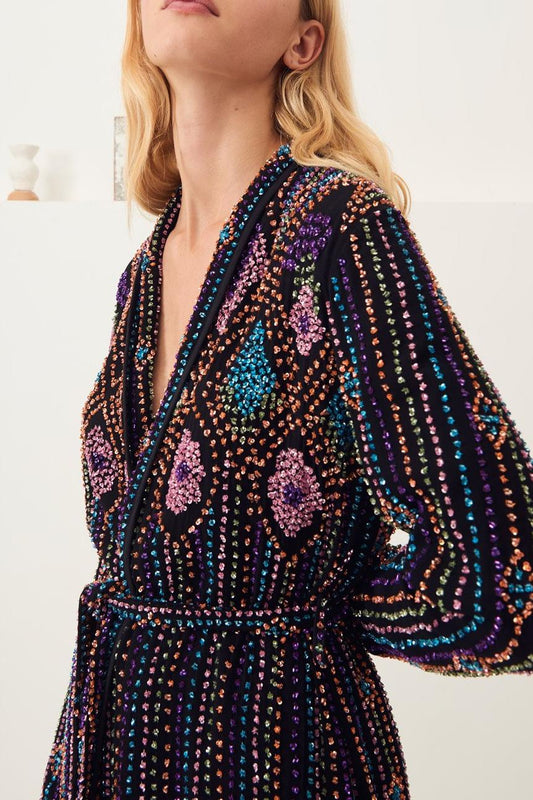 Emilia Embroidered Kimono - Black