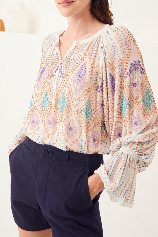 Emilia Embroidered Blouse - White