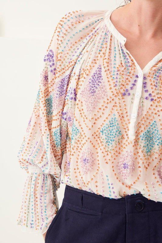 Emilia Embroidered Blouse - White